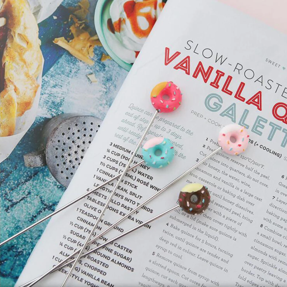 4 stücke runder Kopf Rührstab Edelstahl niedlichen Cartoon Donut Form Cocktail Kaffee Rührer Bar Rühr werkzeug