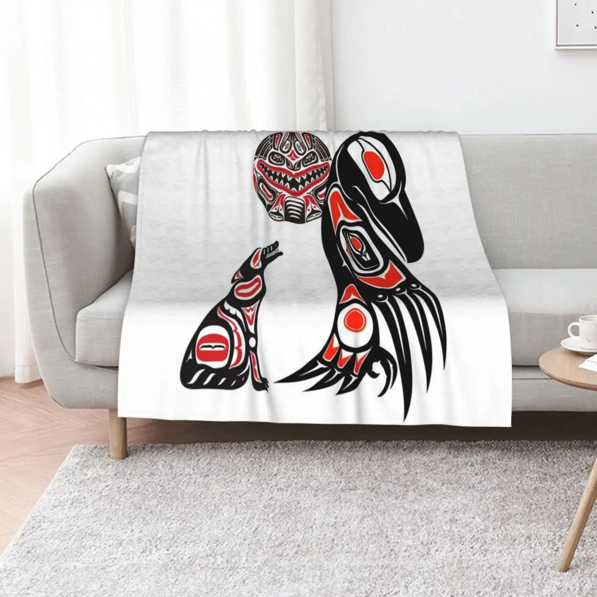 Haida Tlingit Native Essential Throw Blanket Decorative Sofa warm winter Large Soft Flannels Bed linens Blankets