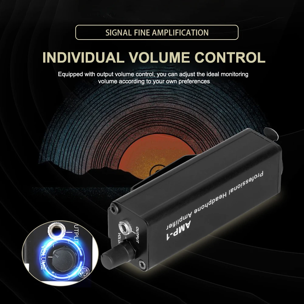 AMP-1 Professional Headphone Amplifier Converter XLR To 3.5MM Audio Interface Portable Headphone Amplifier Converter Clip Mount