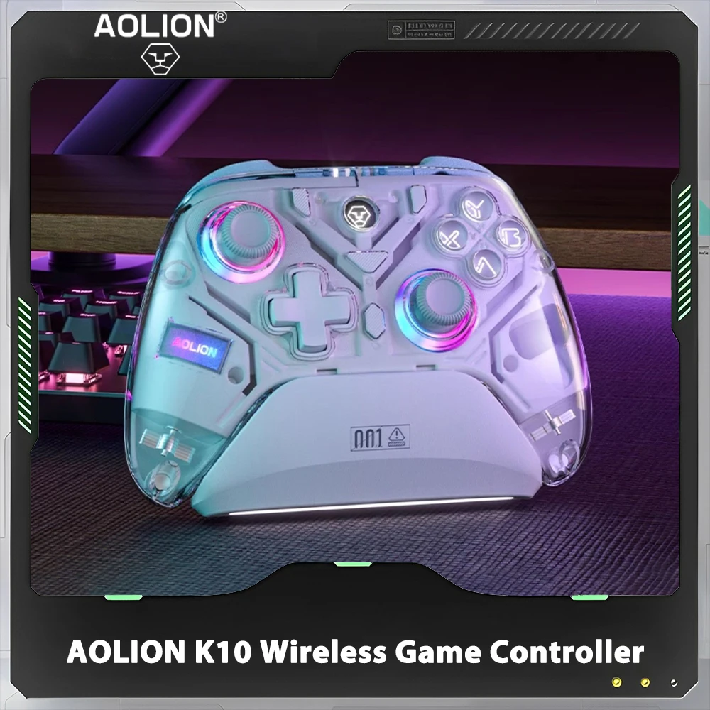 

AOLION K10 Wireless Game Controller Hall Trigger Joystick Three Mode Rgb Gamepads For Switch Pc Gaming Accessories Gift