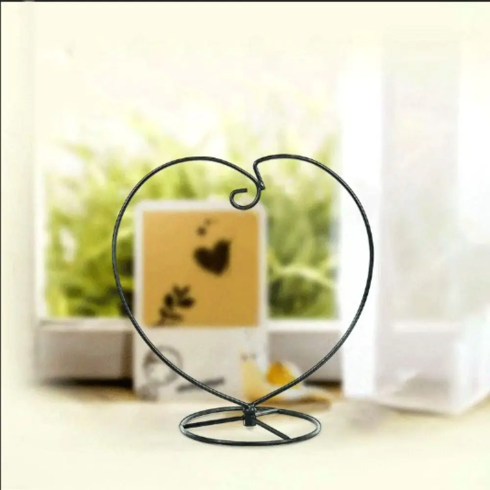 Easy Use Double Hook Heart-shaped Flower Stand S-shaped Simple Iron Display Stand Heart-shaped Ecological Bottle Stand Plant