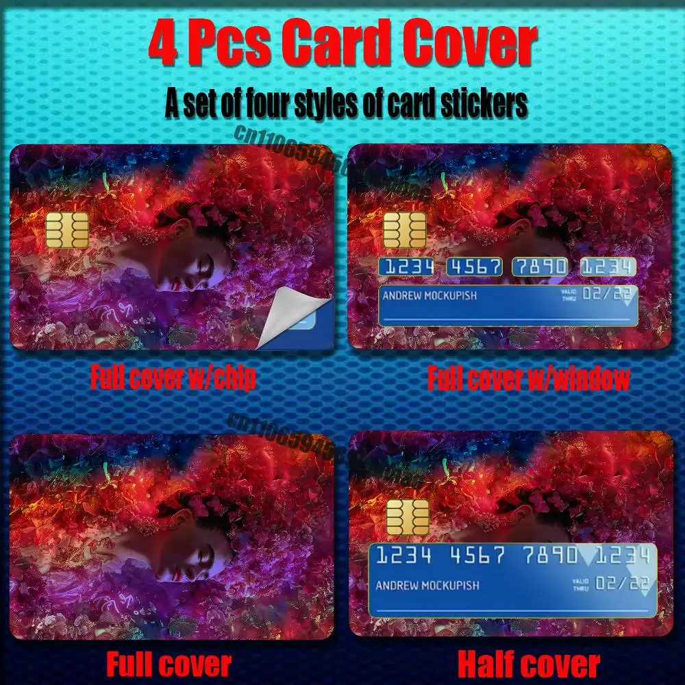 For F-Frida K-Kahlo Credit Bank Sticker ID Access Card Cover Skin Rainbow Color Laser Stickers Film