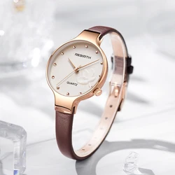 Rose Gold Women Quartz Watches For Ladies Leather Quartz Wrist Watches 2023 Relogio Feminino Female Clock Flower Dropship