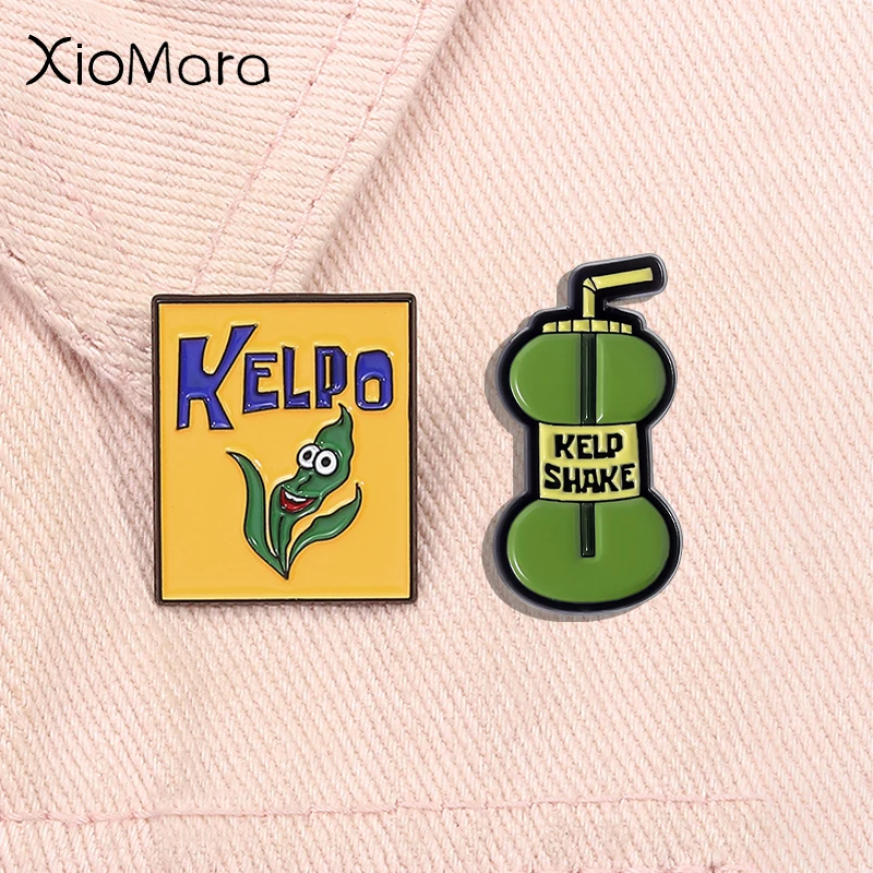 Yellow Rectangular Comedy Animation Enamel Pins Kelpo Kelp Shake Cartoon Brooches Lapel Badges Jewelry Gifts For Kids Friends