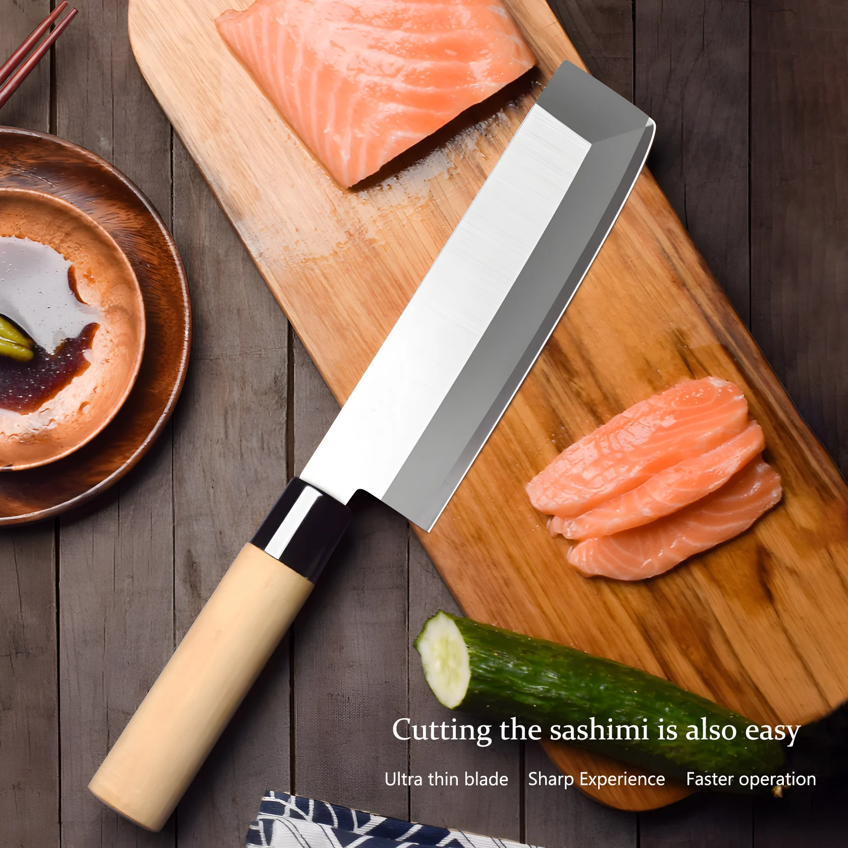 

1 шт., профессиональный нож для лосося, сашими, японский кухонный нож из нержавеющей стали, нож для рыбалки, мяса, кухонные ножи ручной работы