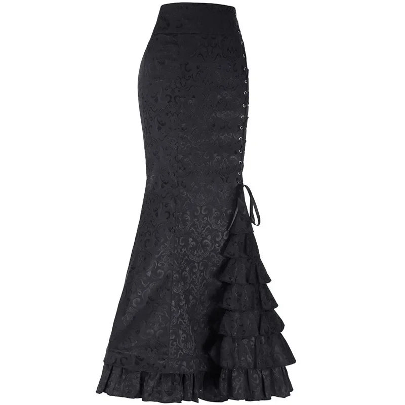 

Medieval Renaissance Vintage Women Mermaid Skirt Halloween Carnival Party Gothic Victorian Dress Steampunk Long Bodycon Ruffle