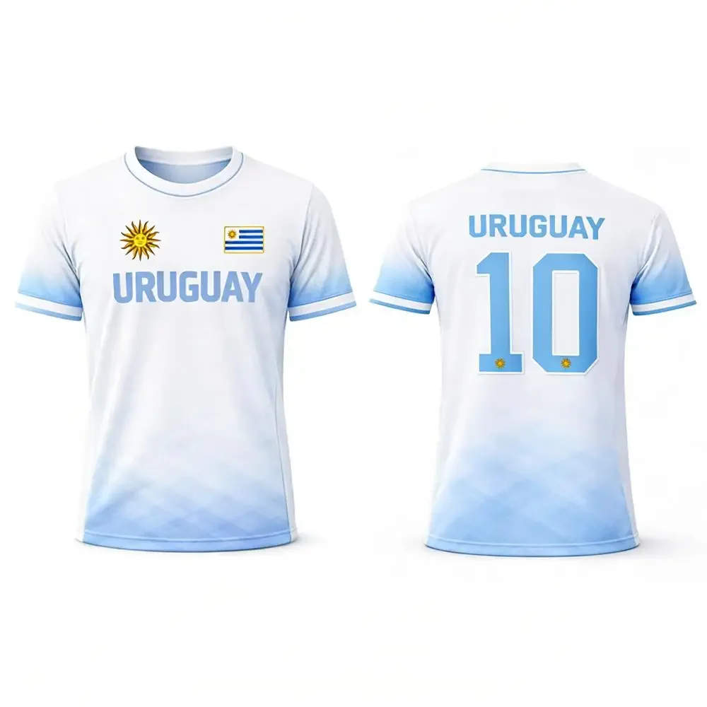 New Uruguay 10 Soccer Jersey Custom Name Number Breathable Football Shirt Men Women Youth  Team Sports T-shirt Family Matching view 4