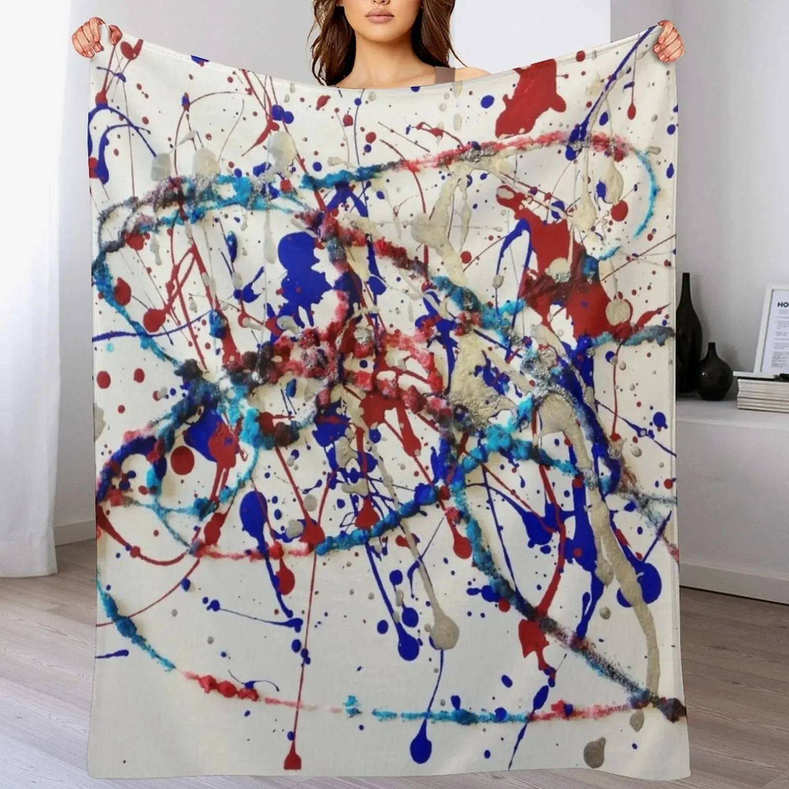 Abstract Jackson Pollock Painting Original Art Throw Blanket Thins Hairys Bed linens funny gift Blankets