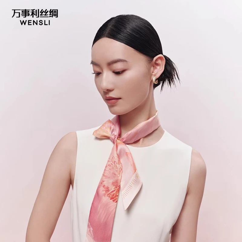 

Wensli Birthday Gift 2025 New 100% Mulberry Silk Scarf Tie Belt Long Ribbon Hairband Scarf
