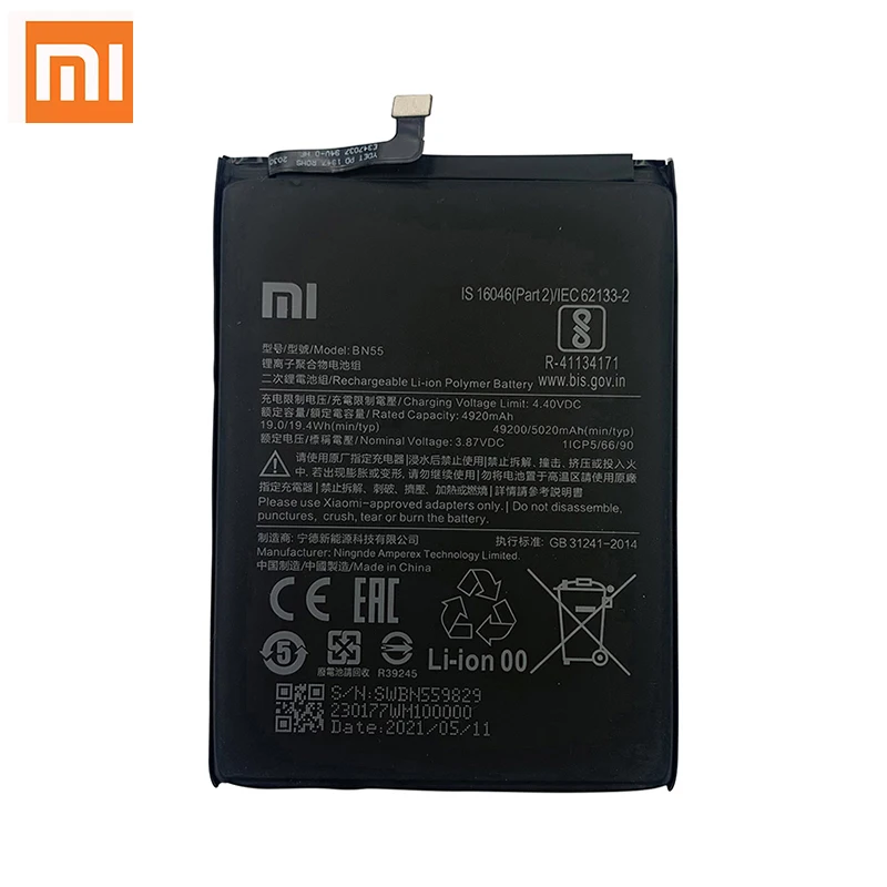 100% Original Xiao Mi BN53 BN54 BN55  Phone Battery For Xiaomi Redmi note 9 10 Pro 9S 10X 4G 5G Replacement Batteries Bateria