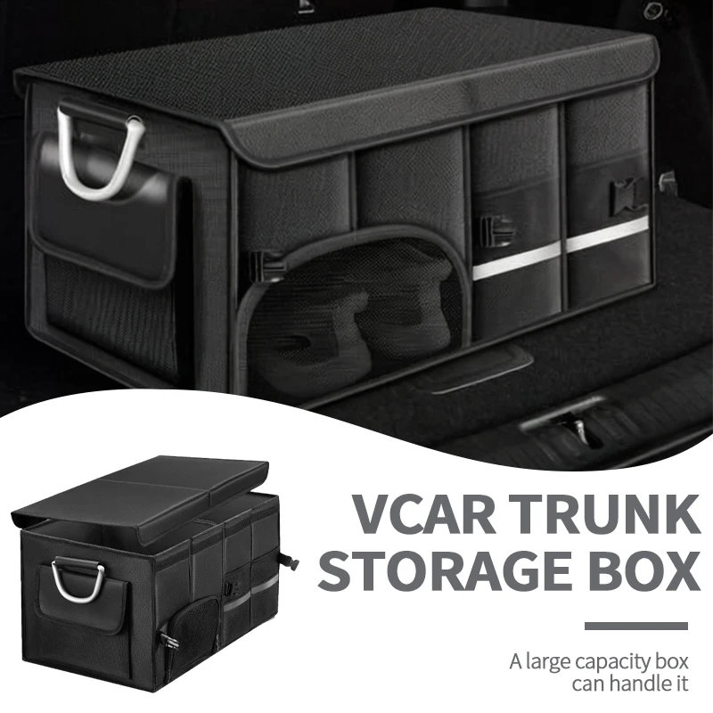 Foldable Trunk Storage Box Waterproof Oxford Cloth 110L Large-Capacity Car Organizer for Camping/Fishing Easy to Carry