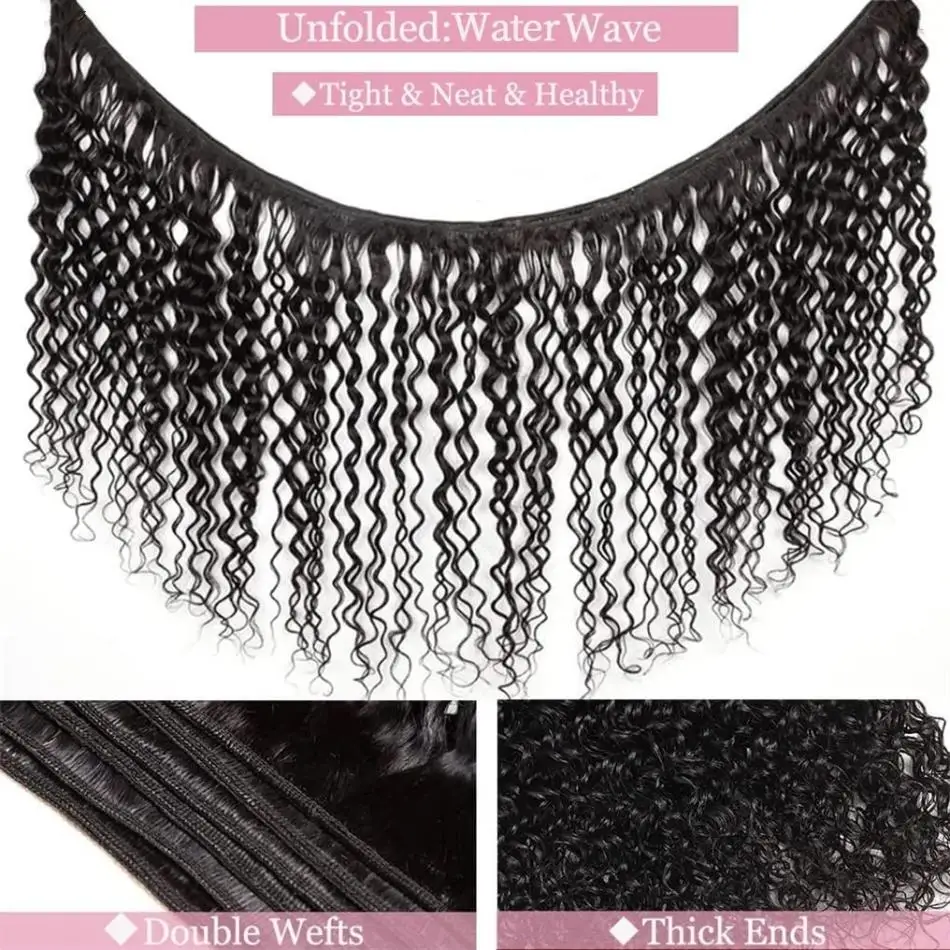 Wiggogo Curly Wigs Bundles Human Hair Deep Wave Bundles Human Hair 100% Brazilian 1/3/4 Pcs Wet and Wavy Water Wave Extensions