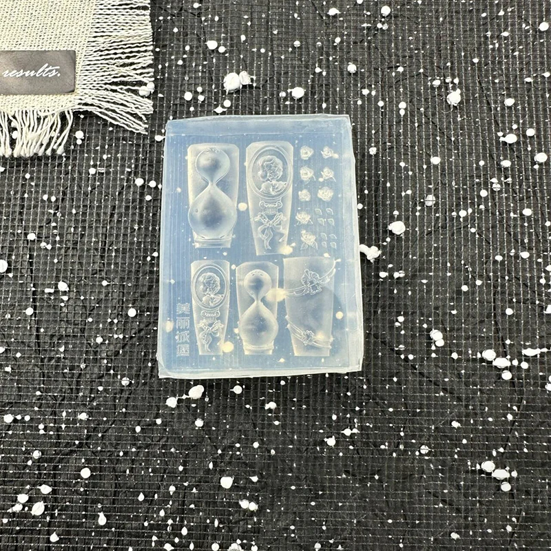 Nuovo stampo per unghie in silicone a forma di clessidra rosa sigillo per unghie decorazioni per unghie unghie design fai da te salone per unghie piastra per timbratura stereoscopica