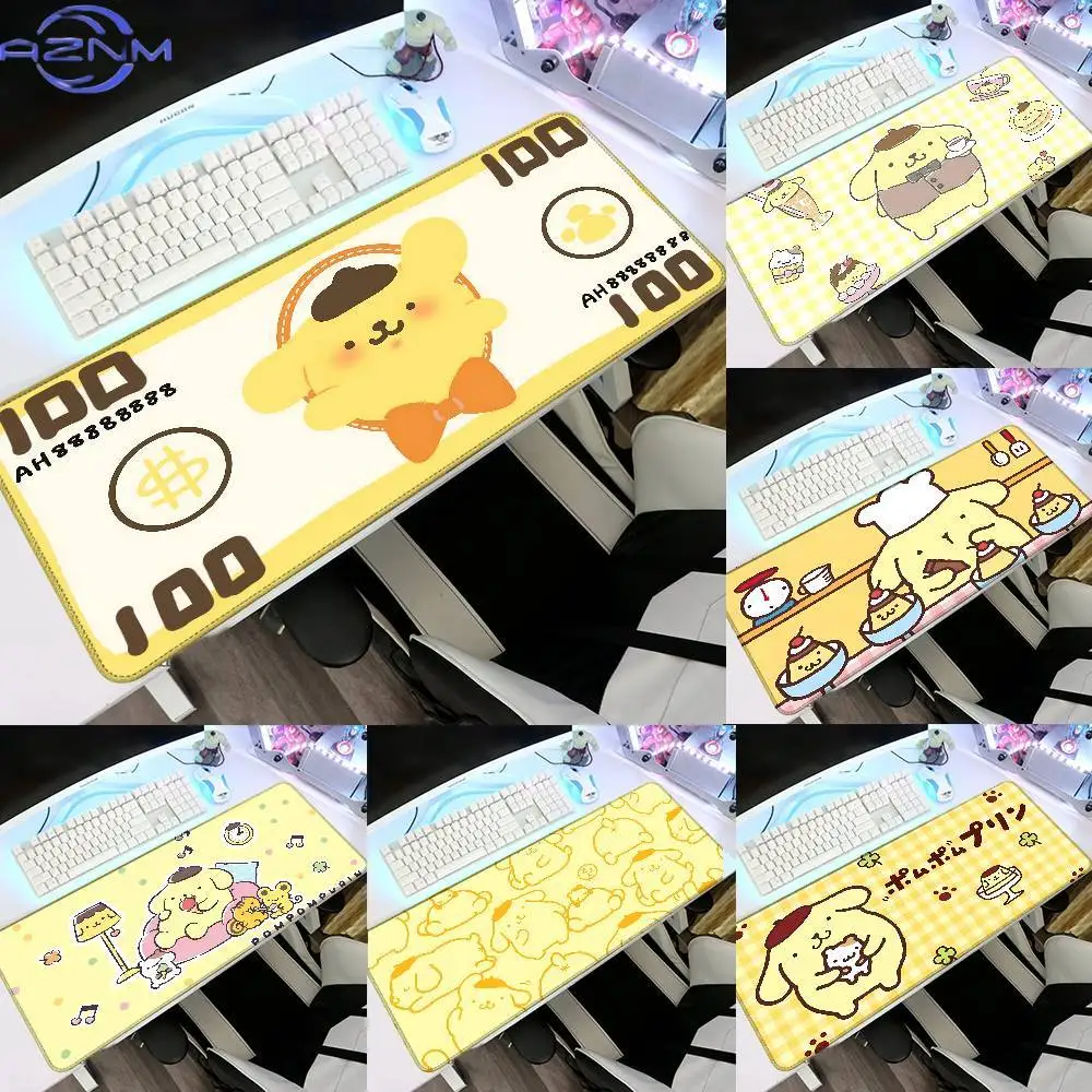 Niedliches P-Pompompurin-Mauspad aus Gummi, verdickt, mit Overlock-Rand, Gaming-Tischmatte, Büro-Computer-Tastaturunterlage, PC-Mauspad