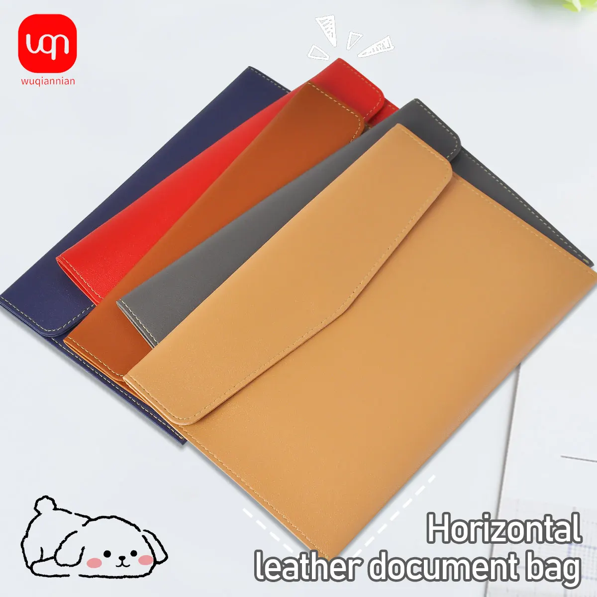 WQN 1pc Business Multicolor Thickened Document Bag A5 with Magnetic Buckle Design Portable Layered Storage