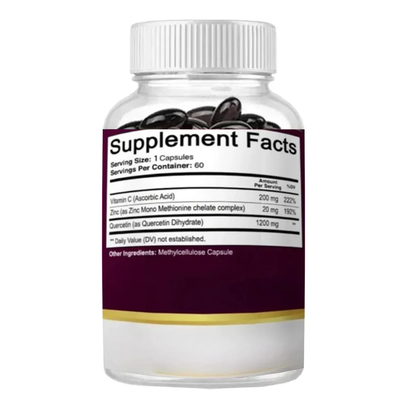 Quercetin 1200mg, Containing Vitamin C and Zinc, 60 Capsules