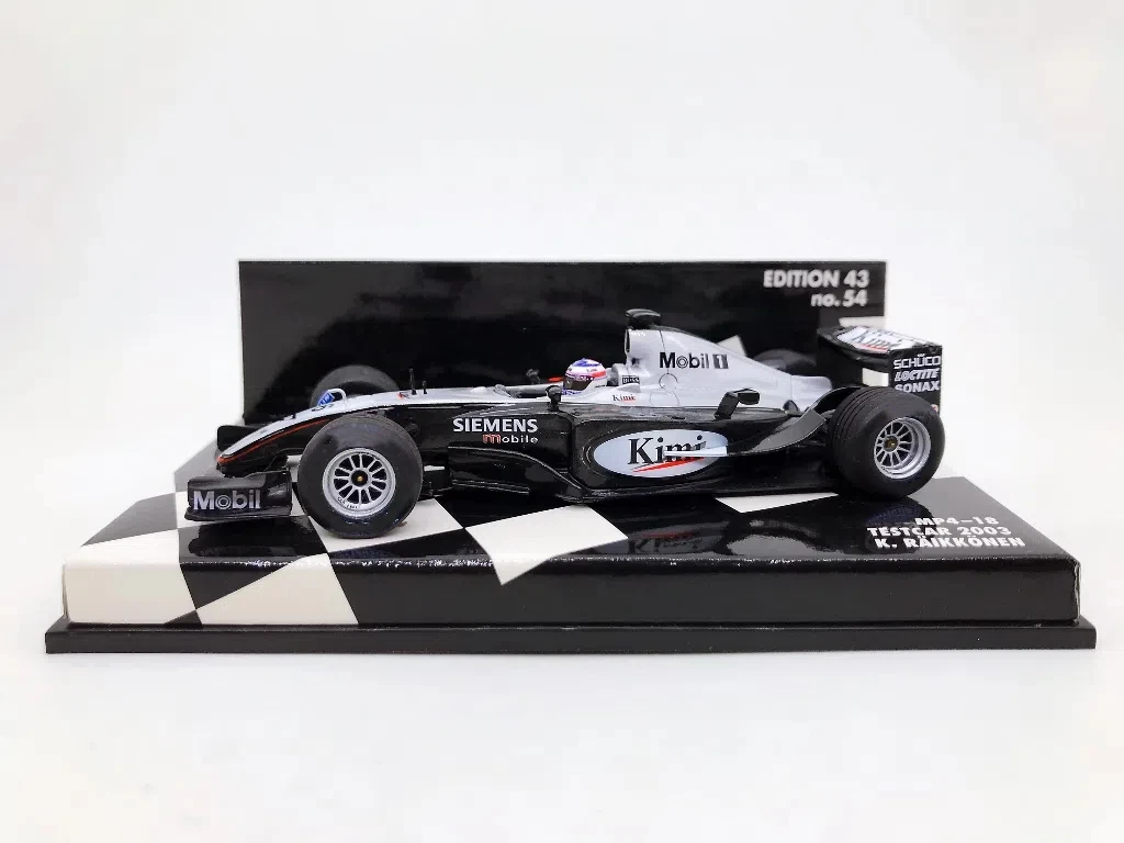 Minichamps 1:43 F1 2003 MP4-18 K.Raikkonen symulacja edycja limitowana żywica metal statyczny model samochodu zabawka prezent