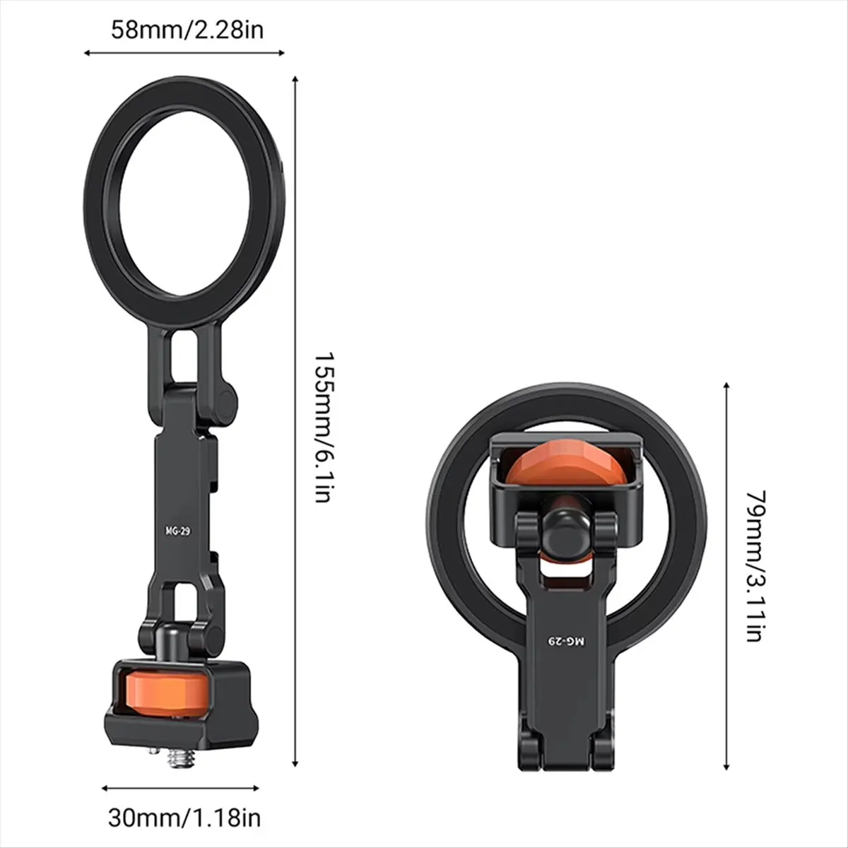 

AT33 Magnetic Cold Shoe Mount for Phones Foldable Phone Stand 1/4 Screw and Cold Shoe Mount for Live Streaming Photography