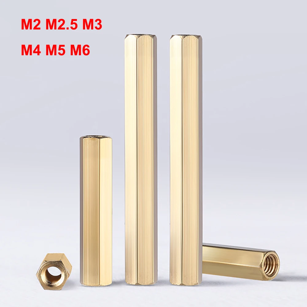 

Hex Female To Female M2 M2.5 M3 M4 M5 M6 Brass Standoff Spacer Hexagonal Stud Spacer Hollow Pillars Length 3mm-80mm