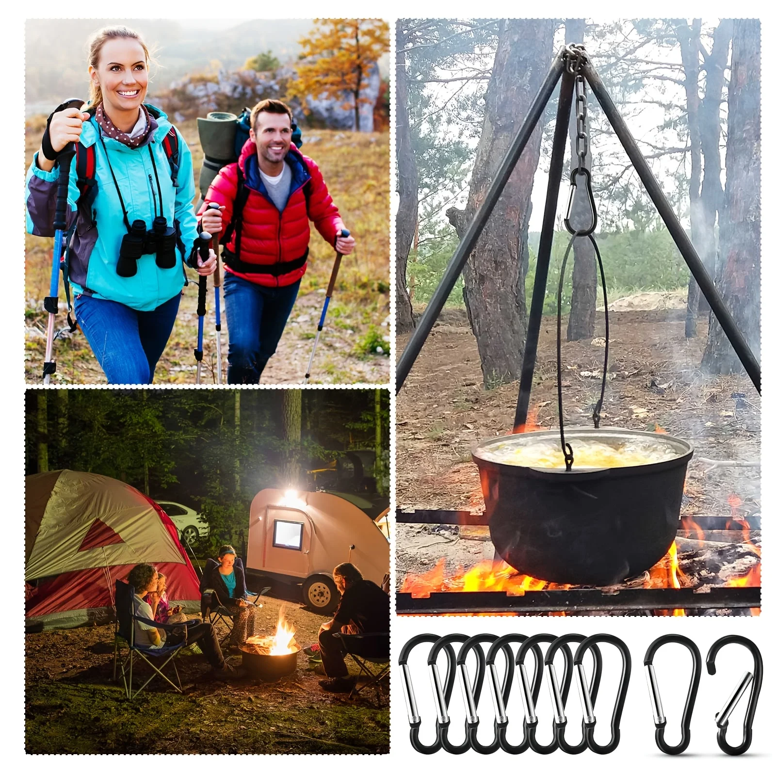 

500pcs Aluminum Alloy Spring Snap Hooks - Small Black Spring-Loaded Clasps for Keychains, Camping Gear, Hiking Accessories, Trav