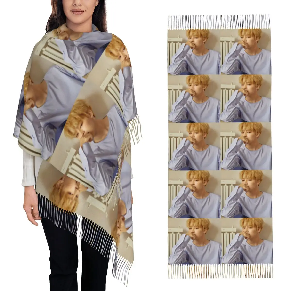 

Шарф Park J-Jimin-S, шарфы с кисточками для женщин, мягкие теплые шали и накидки, длинная осенне-зимняя шаль