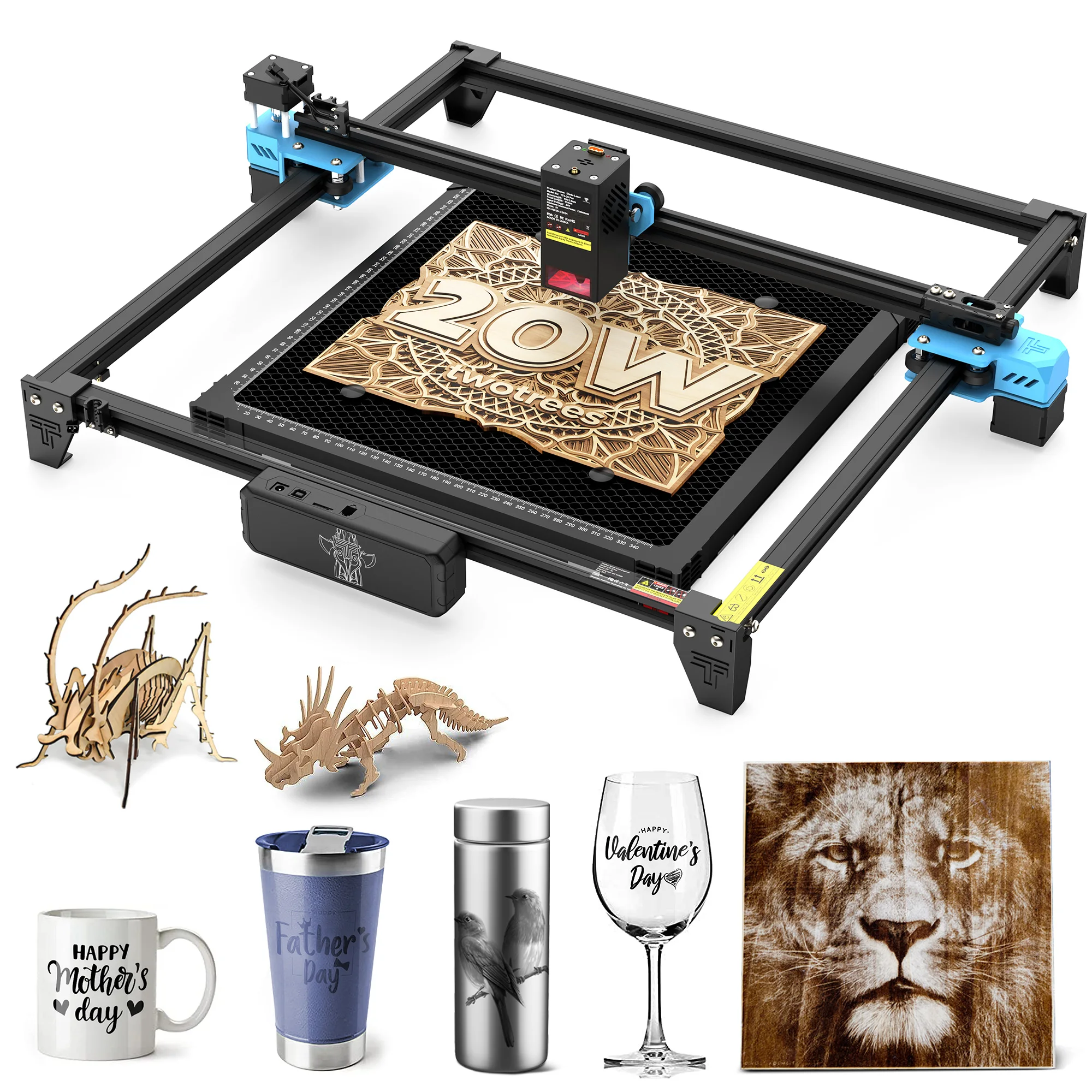 

Twotrees TTS-20 Pro Laser Engraving Machine WIFI Control DIY 20W Laser Cutting All-in-One Machine, Processing Area 418x418mm