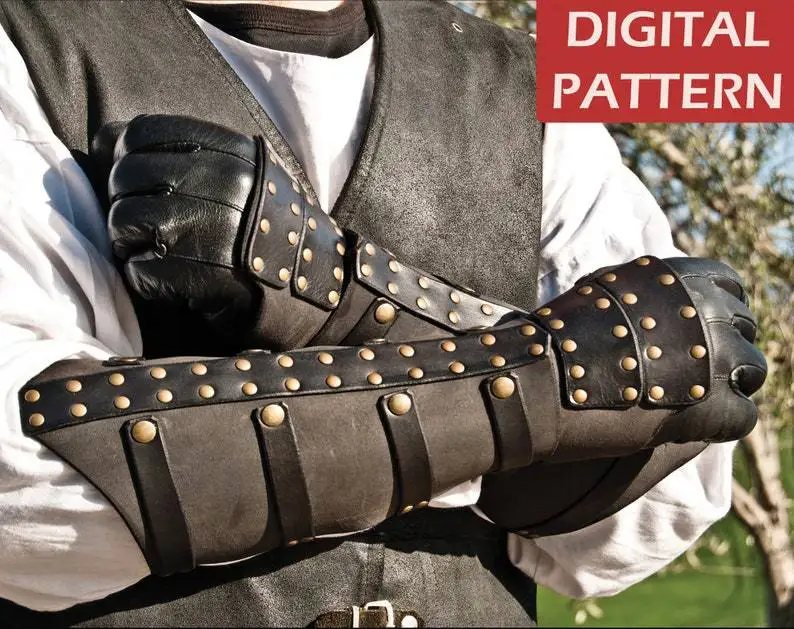 

Medieval Steampunk Viking Warrior Knight Bracer Ronin Samurai Lederen Handschoen Arm Guard Armor Unisex Cosplay Accessoires