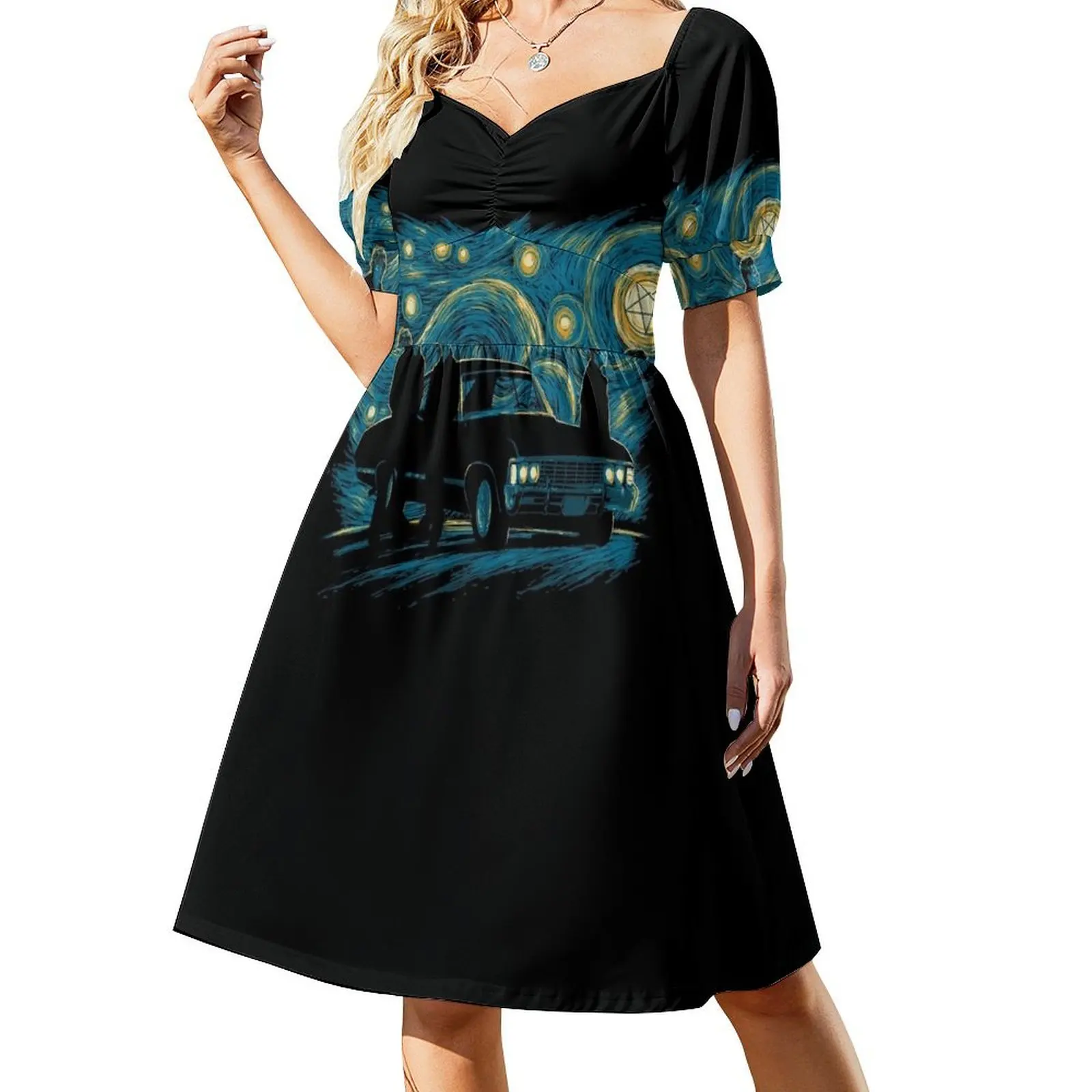 

Supernatural Night Short-Sleeved Dress luxury evening dress woman for wedding women long dresses luxury woman party dress