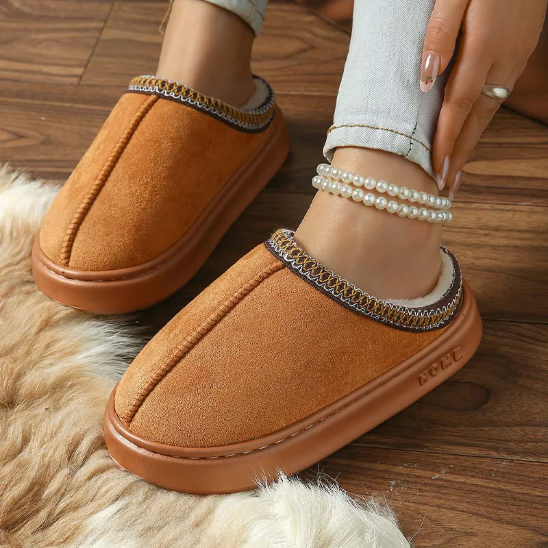 

Winter 2026 Women's Fluffy Fur Mules Slippers Soft Sole Platform Warm Plush Cotton Shoes Woman Comfort Non Slip EVA Home Slides