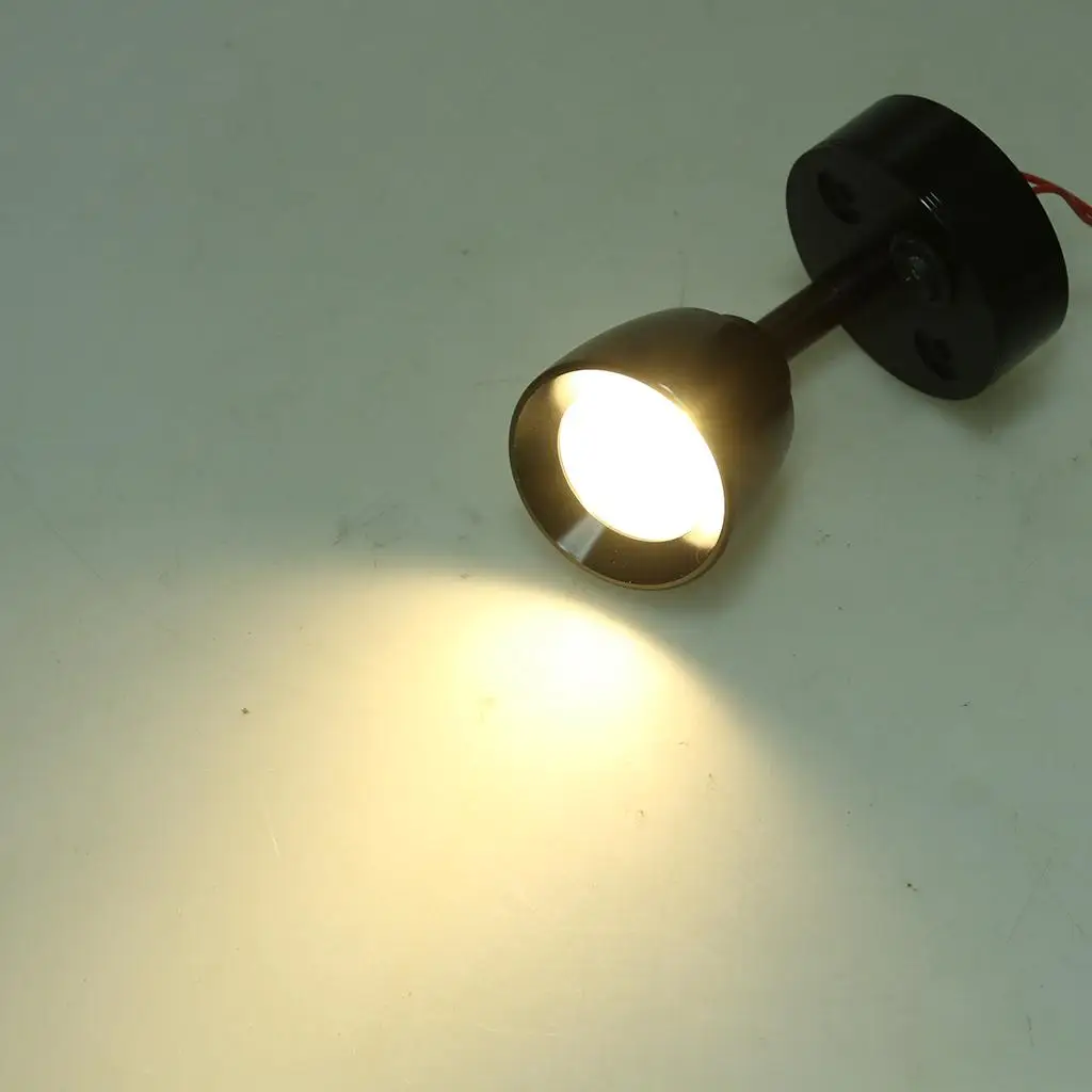 

12V LED Reading Lights Metal Push Button Wall Lamp Modern Spotlight for RV Boat Bed Desk Neutral Warm White