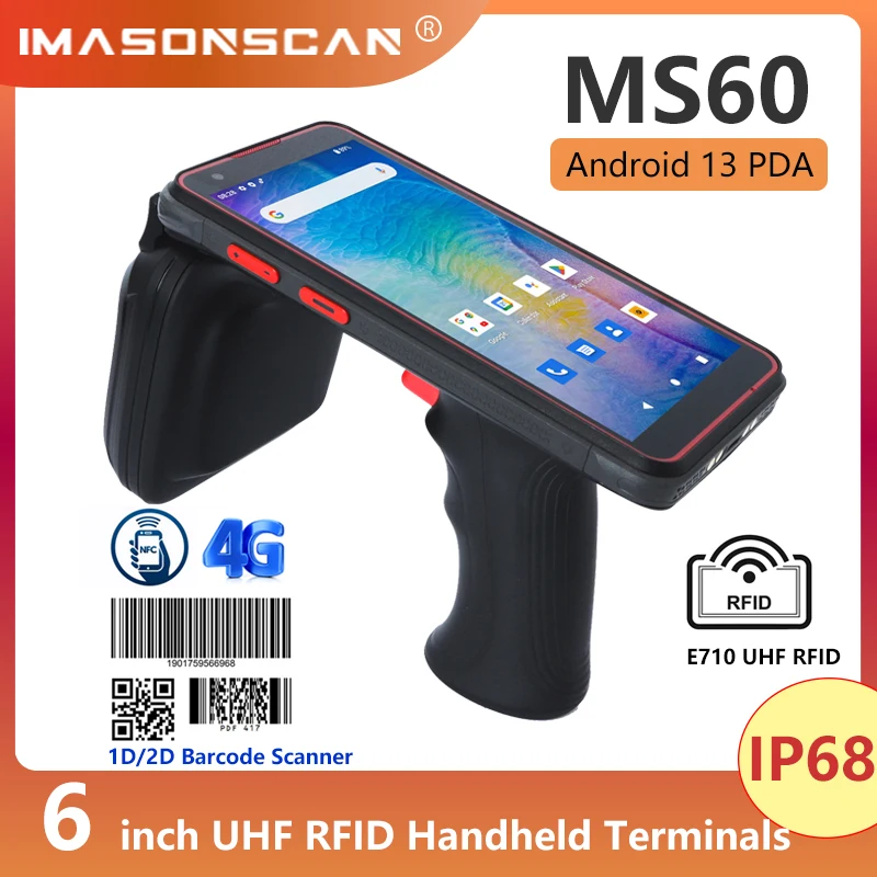 New Google NFC PDA Portable Terminal Android 13 Handheld 6.0-Inch Screen 1D/2D Barcode Scanner Data Collector with WiFi 4G