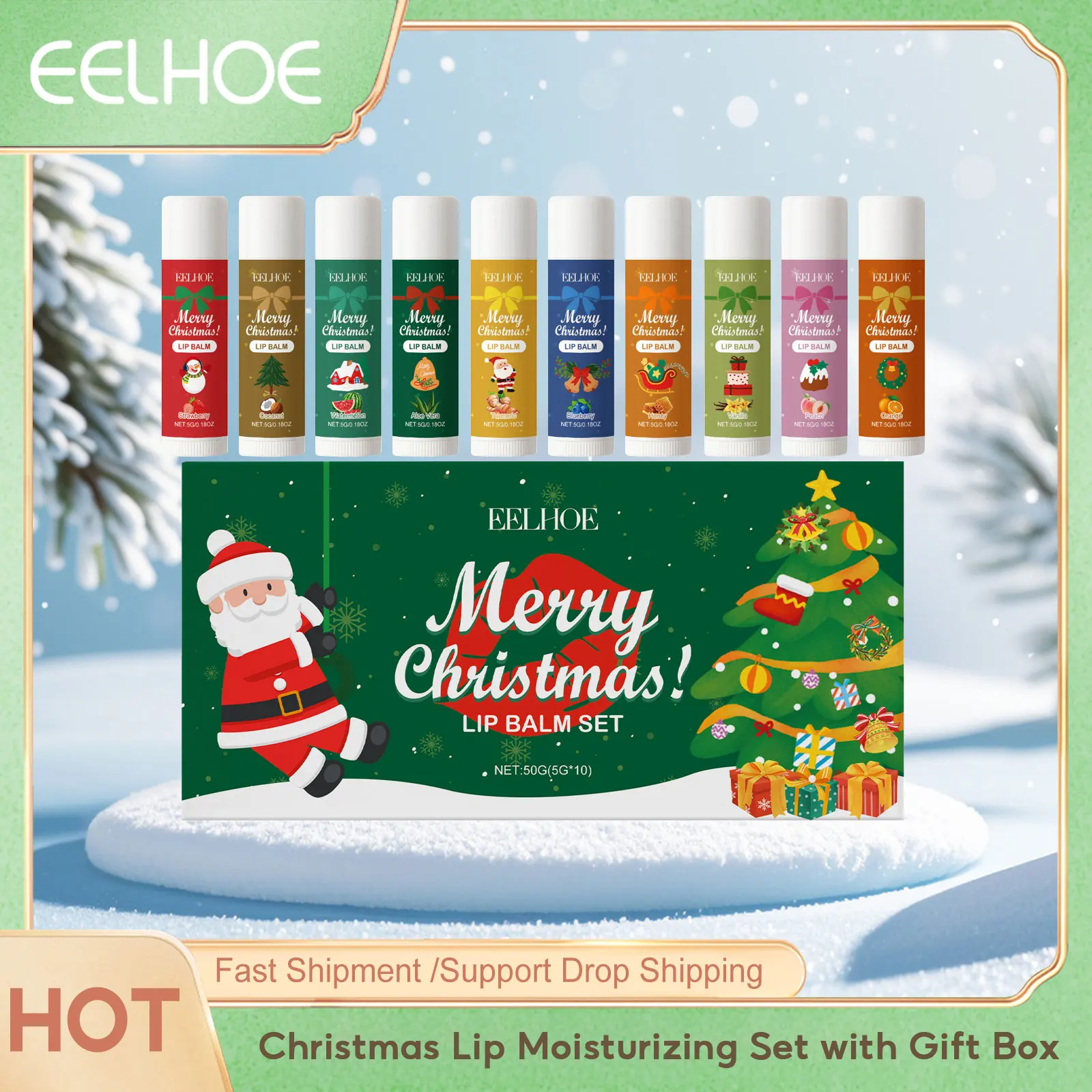 

Eelhoe Christmas Lip Moisturizing Kit Limite Edition Barrier Protection Winter Special Care Gift Set Box Holiday Lip Moisturizer