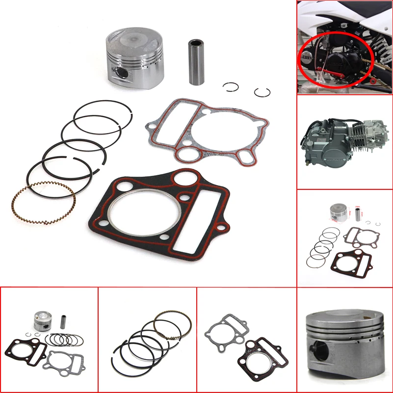 Lifan 125cc engine parts dirt bike pit bike Piston-Kit-Rings-Pin-Cylinder-Gasket-52-4MM-14MM-LF125