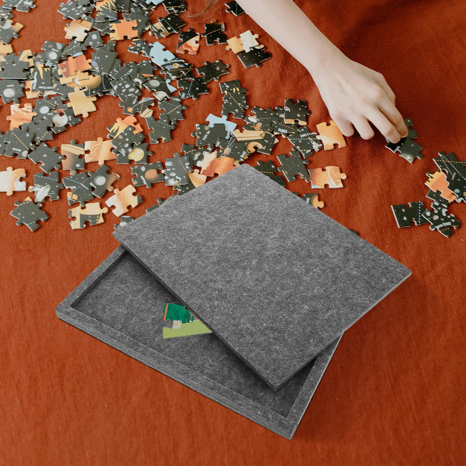 6Pcs Puzzle Piece Sorting Trays Felt Stackable Organizer Portable Puzzle Storage Sorter for Adults and Kids Card Sorting Tray