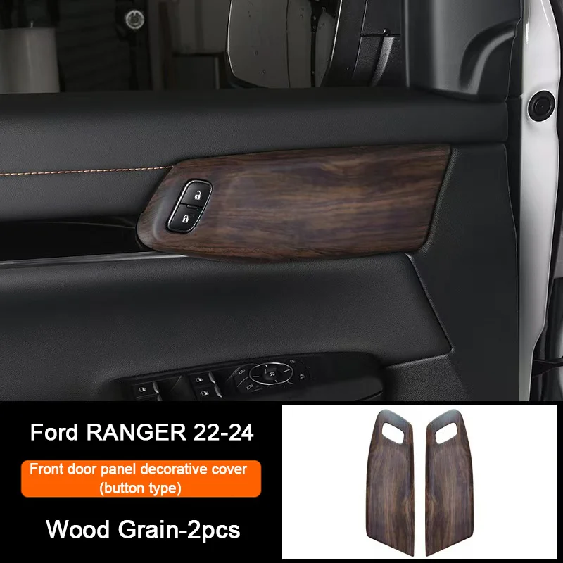 

Wood Grain Interior Overlay Covers For Ford Ranger Wildtrak T9 2023 2024 2025 Dash, Door Trim Air outlet Center Gear Shift Panel