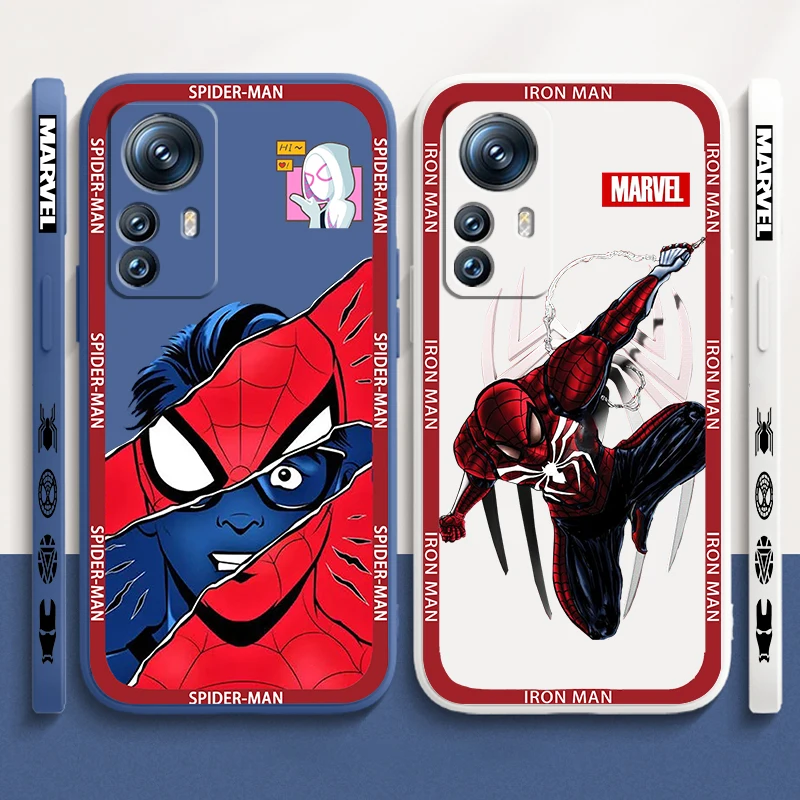 

Marvel Super Spiderman Hero Liquid Left Rope For Xiaomi Mi 14 13T 13 12T 12 11T 11i 11 A3 10T 10 9 Pro Lite Ultra 5G Cover