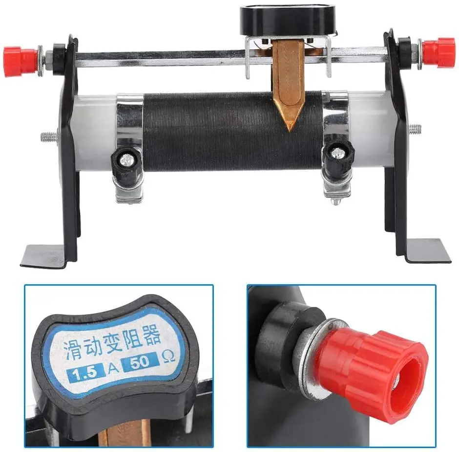 Sliding Rheostat Walfront Physics Equipment Electrical Resistance Adjustable Scientific Laboratory Researching Tool 1.5A 50Ω