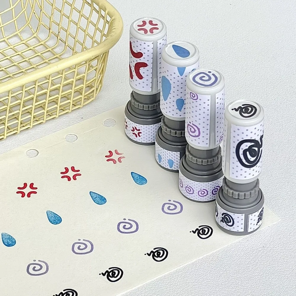 New Japanese Manga Mood Tracker Stamp Mini Reusable Hand Account Stamp Clock In Tool Creative Symbol Press Seal Manicure Tools