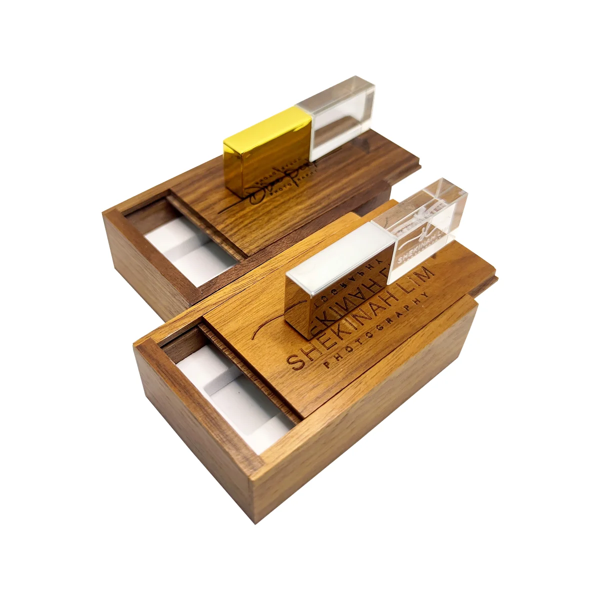 Free Custom Laser Engraving LOGO Color Metal Crystal USB2.0 Flash Drive 4GB 8GB 16GB 32GB 64GB and Walnut Box