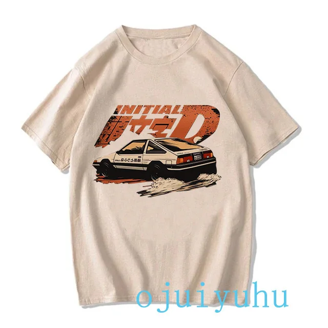 Japanese Anime Cartoon Gothic EU Size Summer Tops Initial D T-Shirt Men Graphic Tee Shirt AE86 Funny Harajuku Manga T Shirt Male