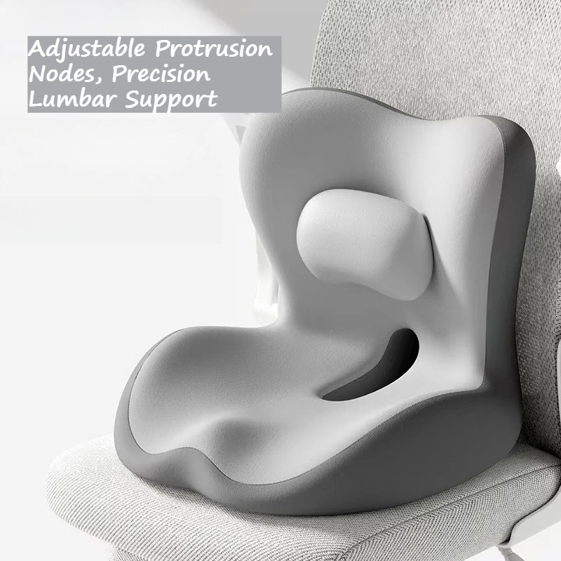 Ergonomic 2-in-1 Lumbar & Seat Cushion, Adjustable Back Support Pillow for Office Chair, Hip & Waist Pain Relief for Car, Home