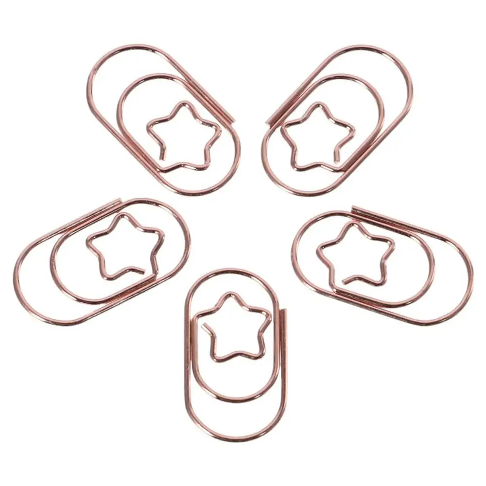 50PCS Home Star Shaped Paper Clips Metal Mini Bookmark Rose Gold Binder Clips