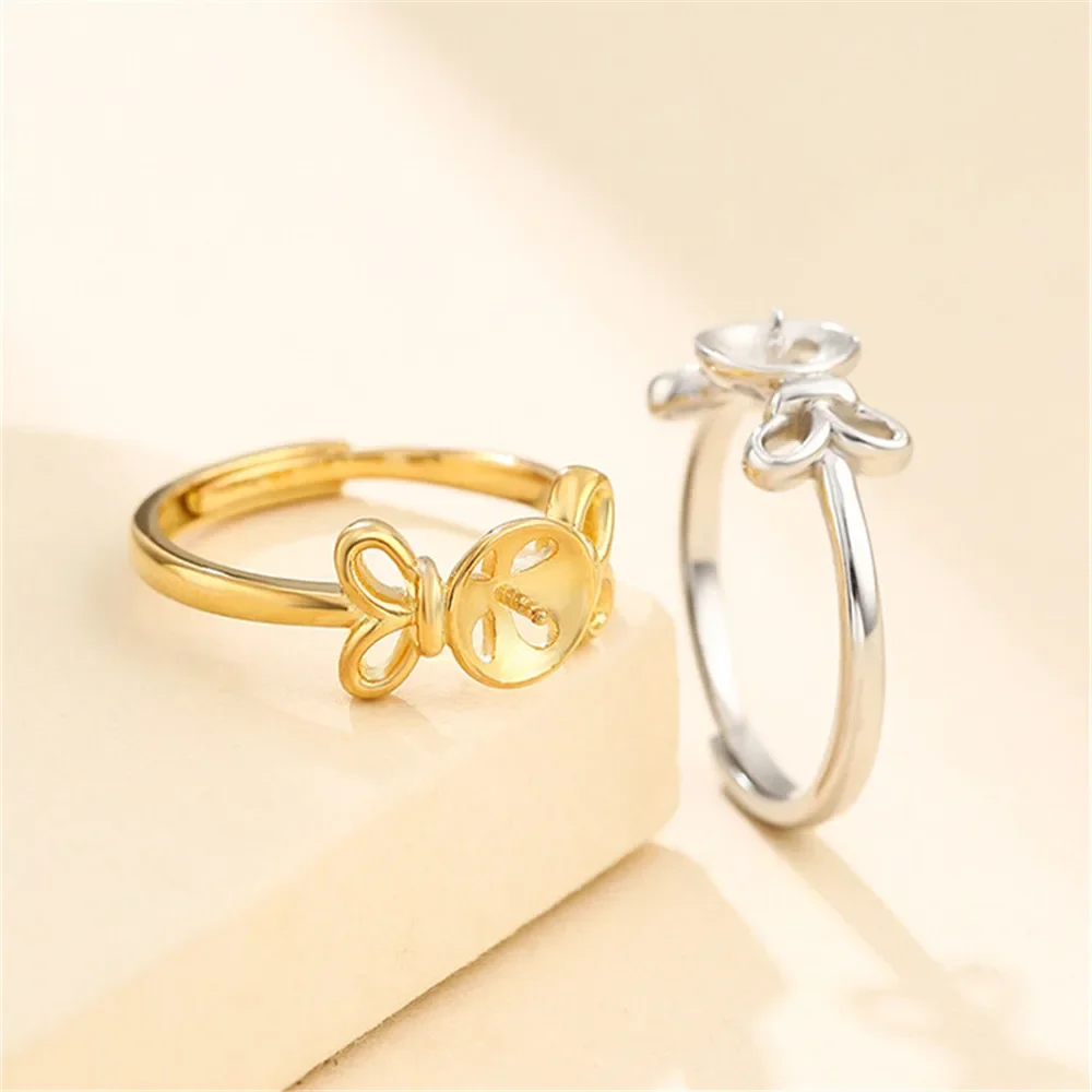 

Ring Blank for 8mm-10mm Round Beads or Pearls Gold Plated 925 Silver Ring Setting Adjustable Ring Base SR0091