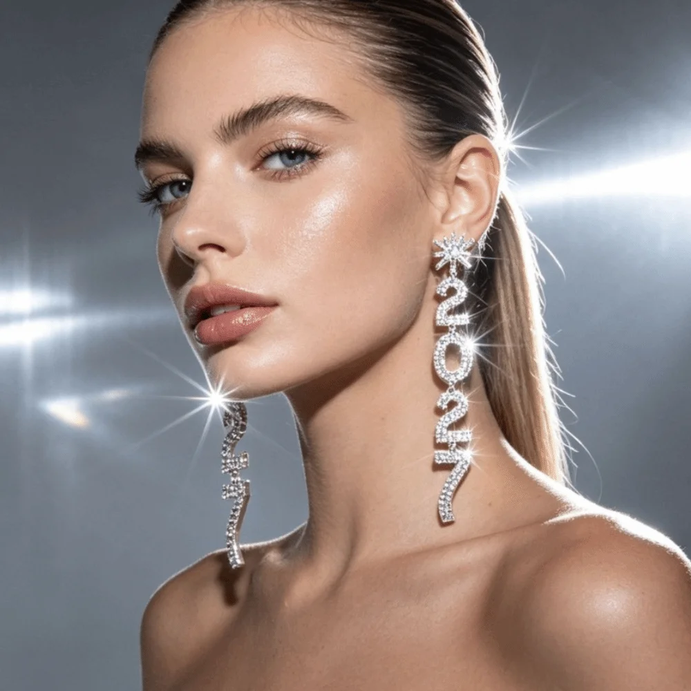 1 Pair/Set Elegant 2027 Long Drop Earring Fashion Temperament 2027 Digital Earrings All-Match Jewelry