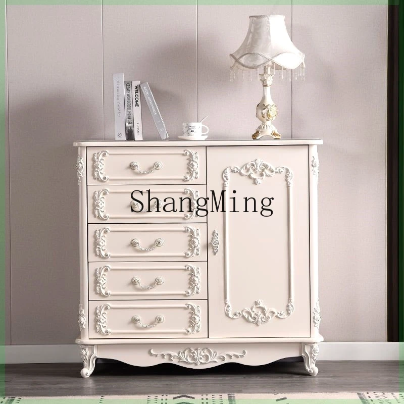 FG good-looking  chest of drawers bedroom storage cabinet locker ivory paint solid wood drawer