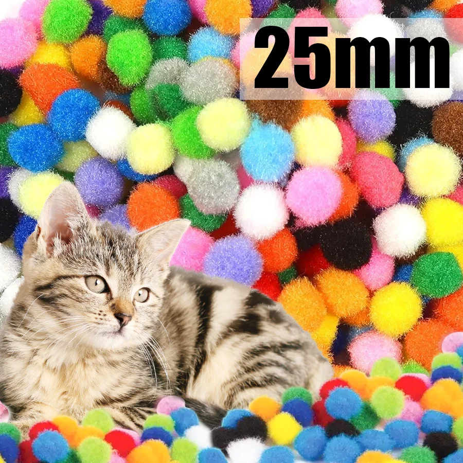 100/200/300 Stück Flauschige Pompons Katzenspielzeug DIY Filz-Bastelset Handgemachtes Nähwerkzeug Heimdekoration für Haarpuppen Grußkarten-Zubehör XJM