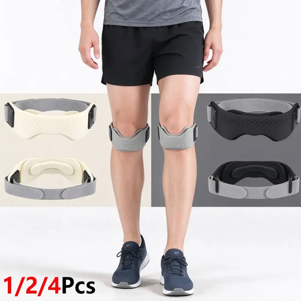 1/2/4Pcs Breathable Hole Patella Knee Strap,Bidirectional Adjustable Patellar Tendon Support Brace,Silicone Knee Band for Hiking