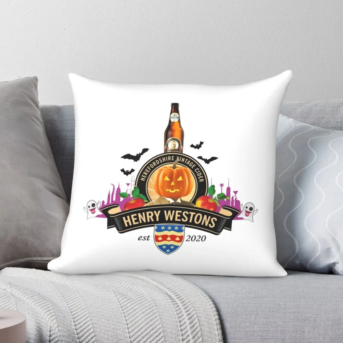 

Henry Weston Society Est Square Pillowcase Polyester Linen Velvet Pattern Zip Decor Pillow Case Bed Cushion Cover