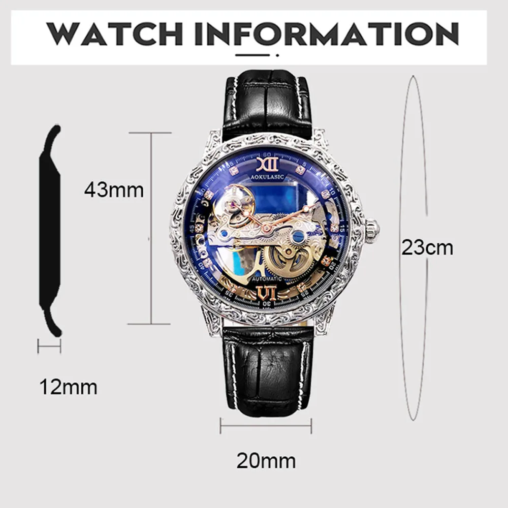 Fashion Mechanical Wristwatch Men\'s Luxury Brand Automatic Casual Watch Men\'s Sports Leather Waterproof Clock 2023 Renoj Hombre