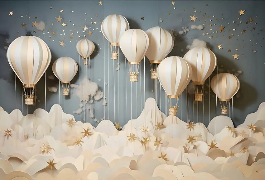 Mehofond Photography Background Glitter Stars Hot Air Balloon Kid Birthday Party Cake Smash Portrait Decor Backdrop Photo Studio